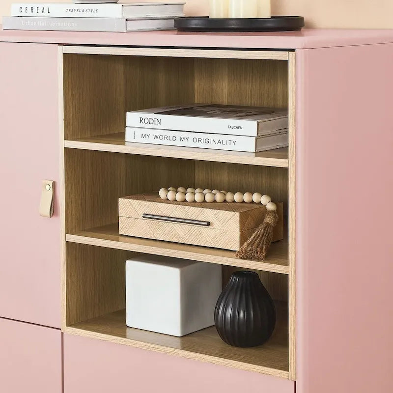 3-Door Wooden Storage Cabinet with Leather Handles