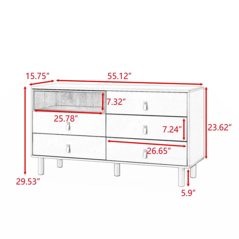 Modern 5-Drawer Storage Cabinet for Bedroom, Living Room & Office