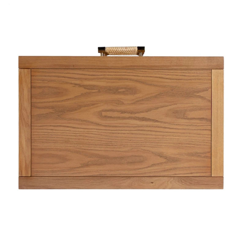 Commode 3 tiroirs en rotin naturel et chêne massif