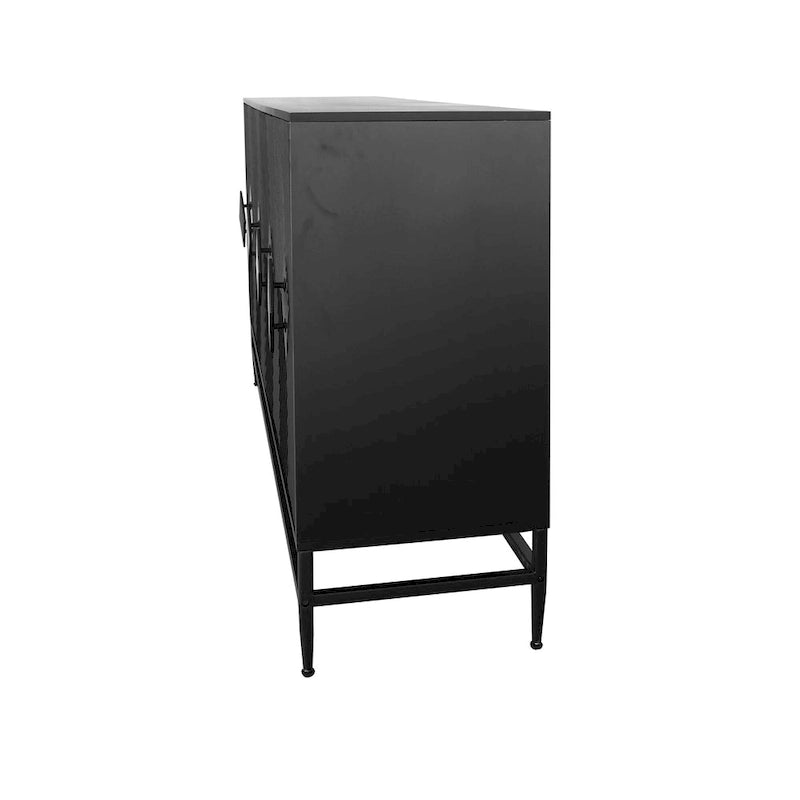 Bahut de buffet à 4 portes vitrées avec étagères réglables et pieds en métal