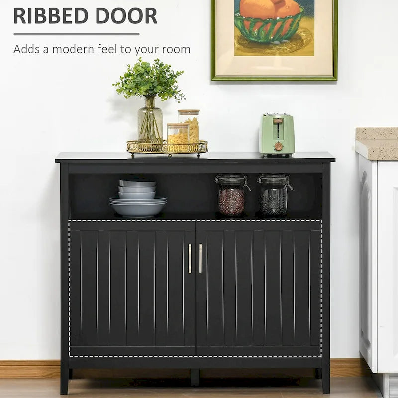 Buffet de salle à manger avec 2 portes, étagère ouverte et étagères intérieures réglables – 106 cm