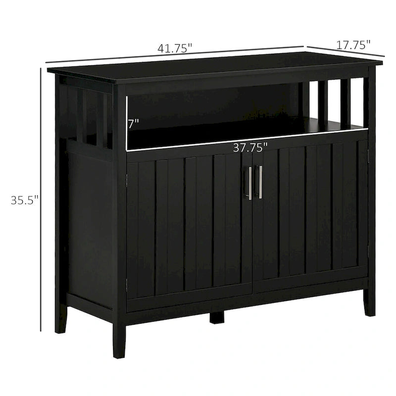 Buffet de salle à manger avec 2 portes, étagère ouverte et étagères intérieures réglables – 106 cm