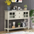 Buffet console de ferme avec portes vitrées, 2 tiroirs et étagère inférieure