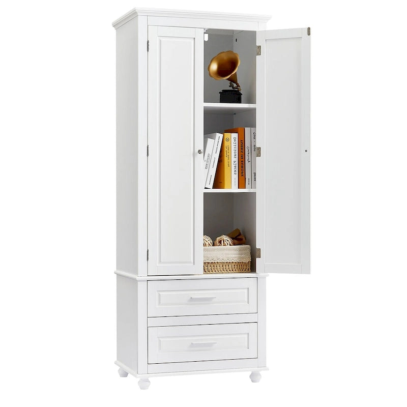 Armoire de rangement haute avec 2 tiroirs, 2 portes et étagères réglables – Certifiée CARB P2