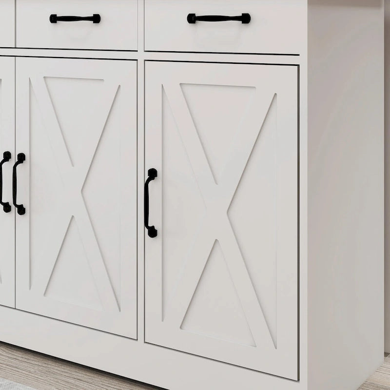 Buffet de ferme avec 3 tiroirs, 3 portes et surface aspect bois
