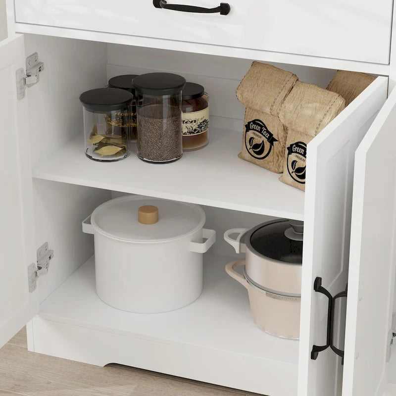 Buffet de ferme avec 3 tiroirs, 3 portes et surface aspect bois