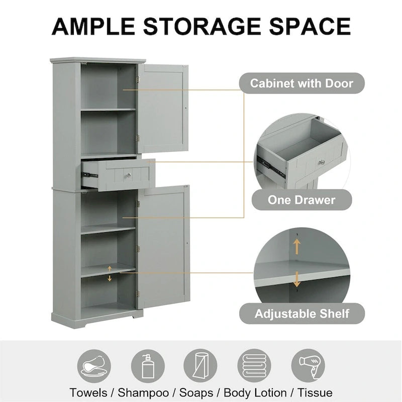Armoire de salle de bain haute sur pied avec tiroir