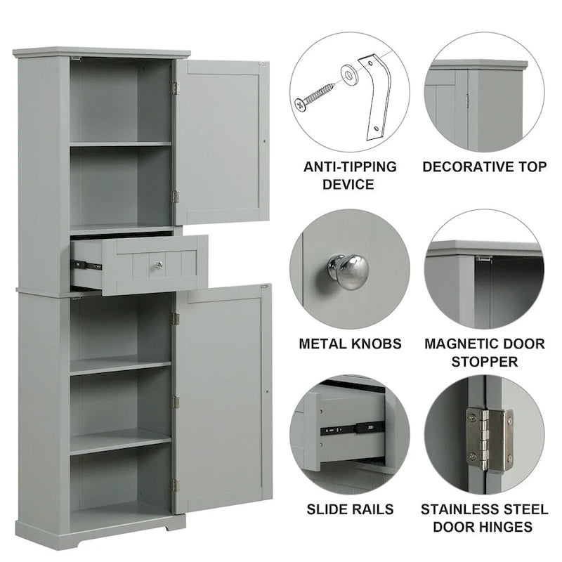 Armoire de salle de bain haute sur pied avec tiroir