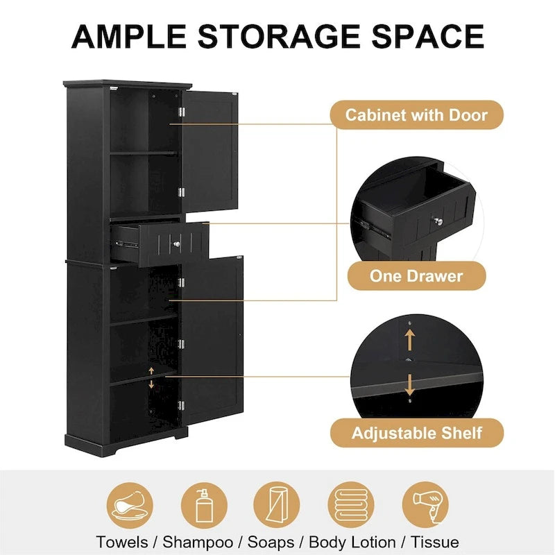 Armoire de salle de bain haute sur pied avec tiroir