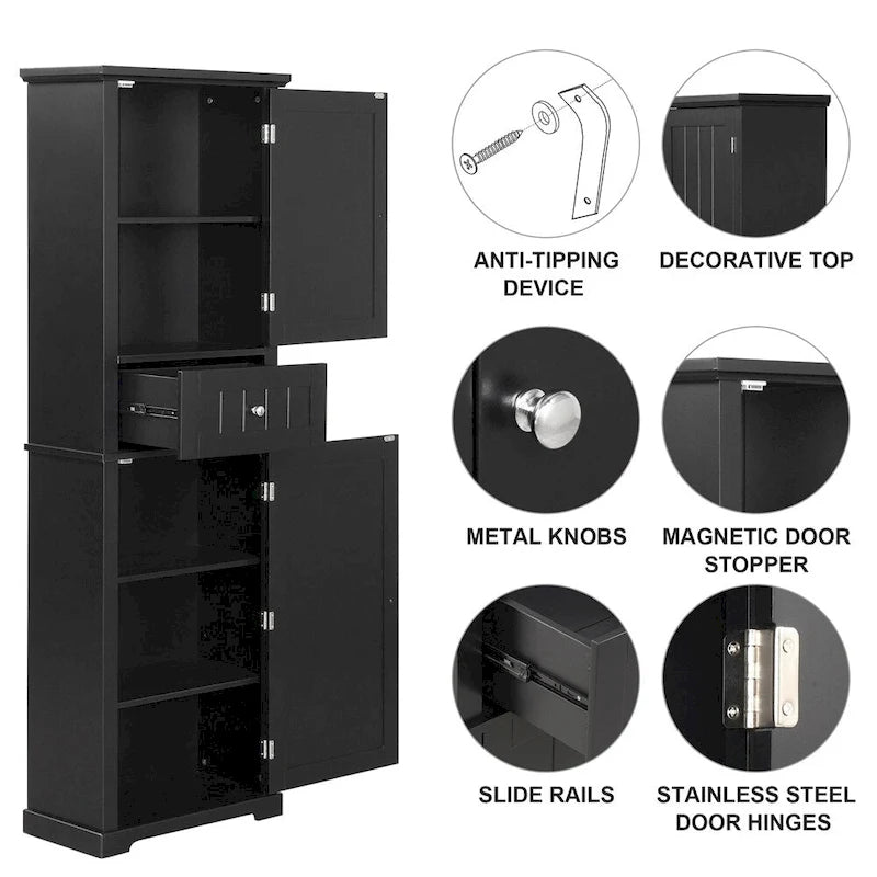 Armoire de salle de bain haute sur pied avec tiroir