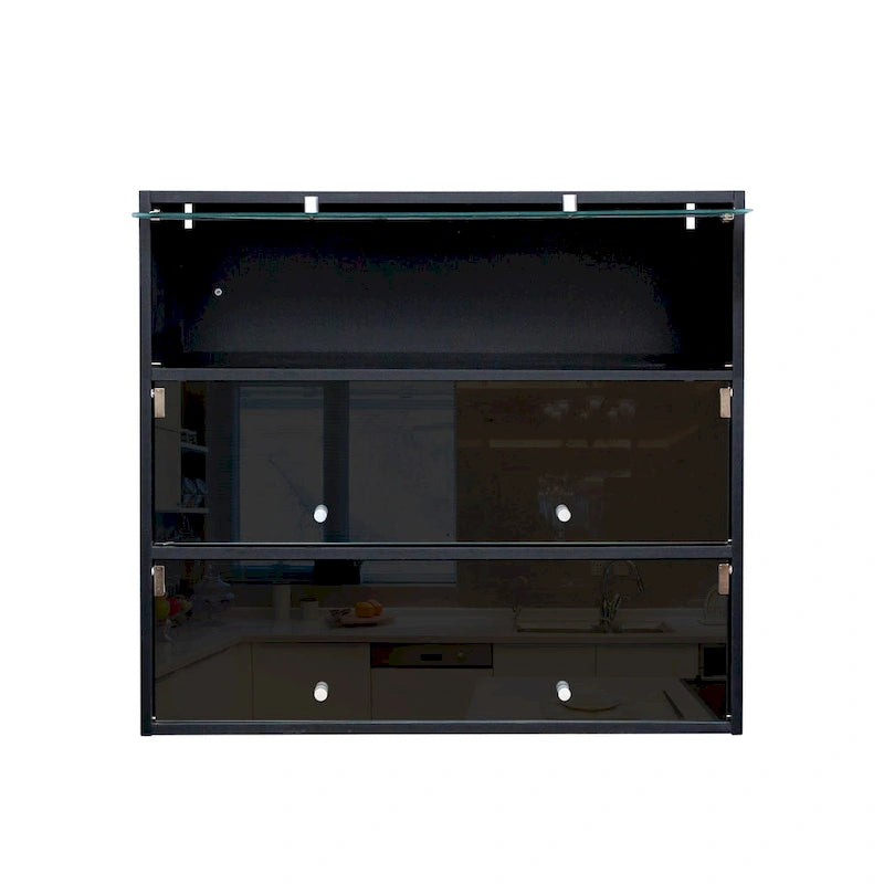 Meuble de rangement pour chaussures avec portes vitrées et éclairage LED RGB