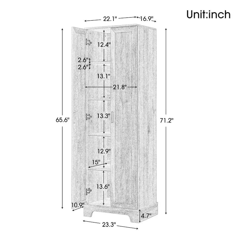 2-Door Storage Cabinet with Adjustable Shelves & Anti-Tip Device